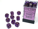 Chessex 27987 Borealis Royal Purple / Gold 12mm d6 (36 Dice)