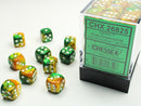 Chessex 26825 Gemini 12mm D6 Gold Green / White (36)