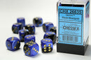 Chessex 26635 Gemini 16MM D6 Black Blue Gold / Black (12)